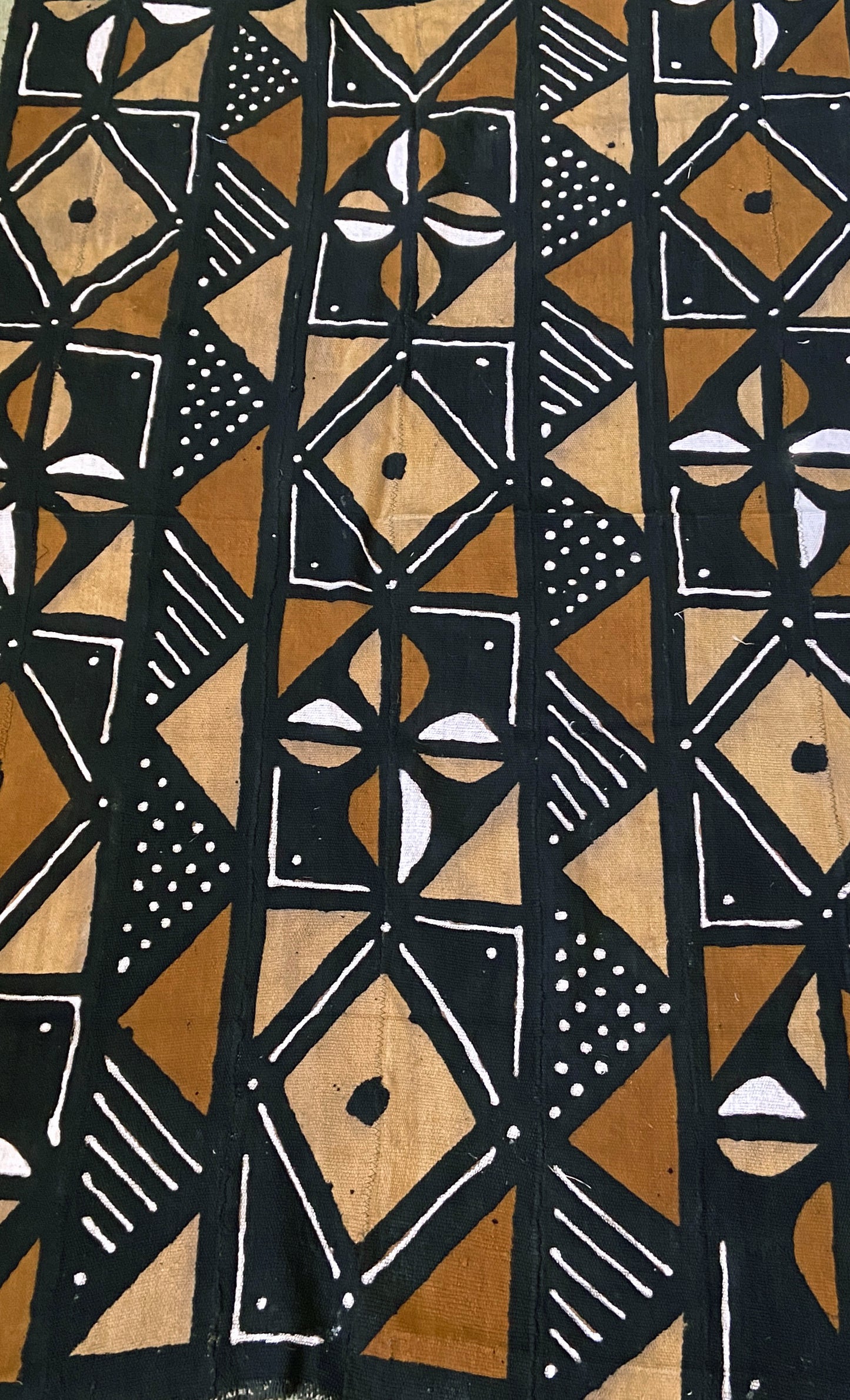 African Brown/Mustard/Black/White Mud Cloth Mali 40" By 67" #3575