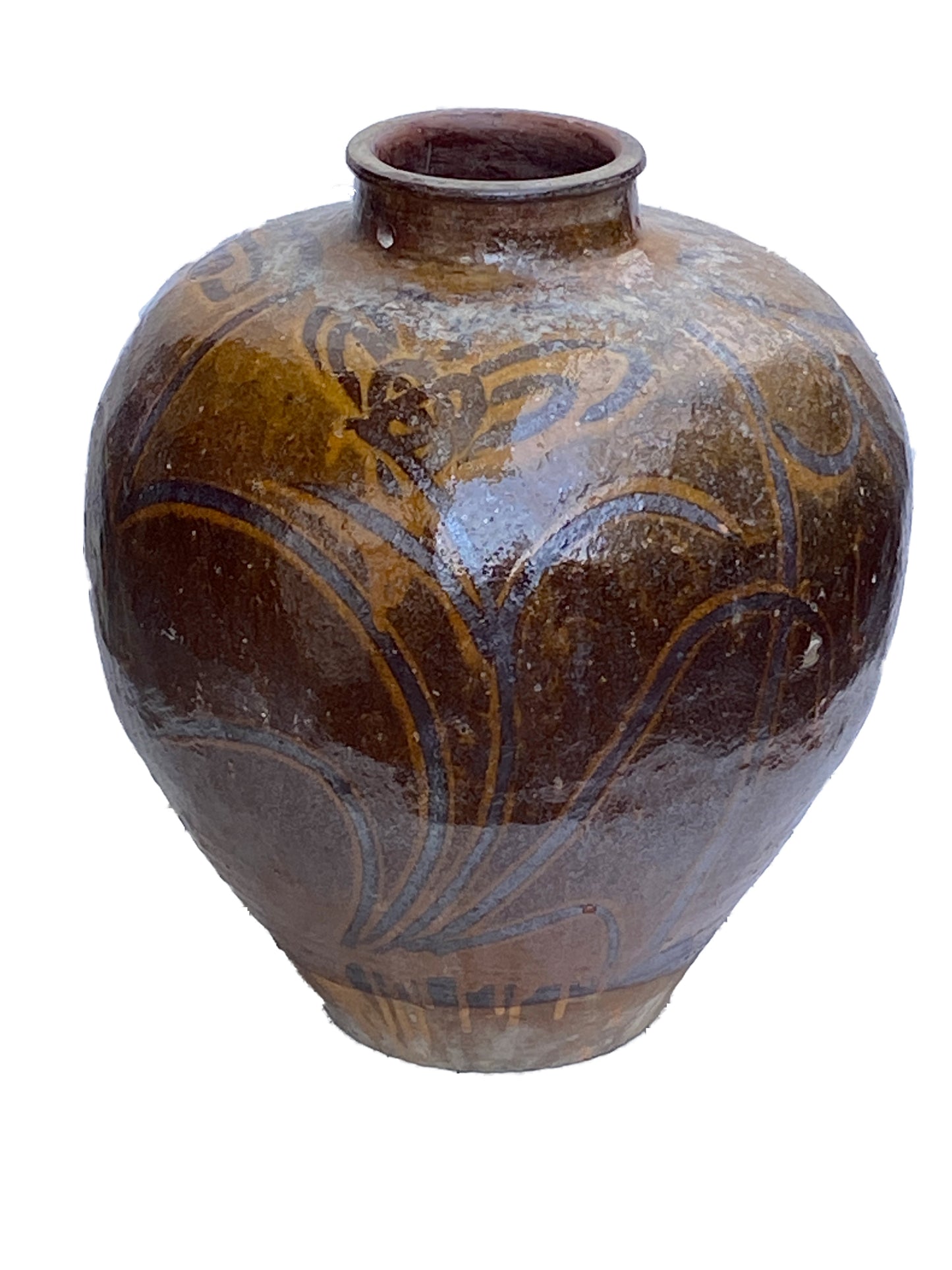 #3512 Old Asian Earthenware Pottery Storage Jar 20" h