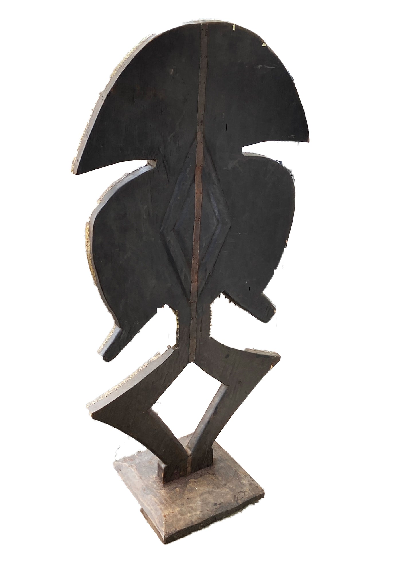 #2335 Huge Bakota Brass and wood Sculpture w/Stand 44.5" H
