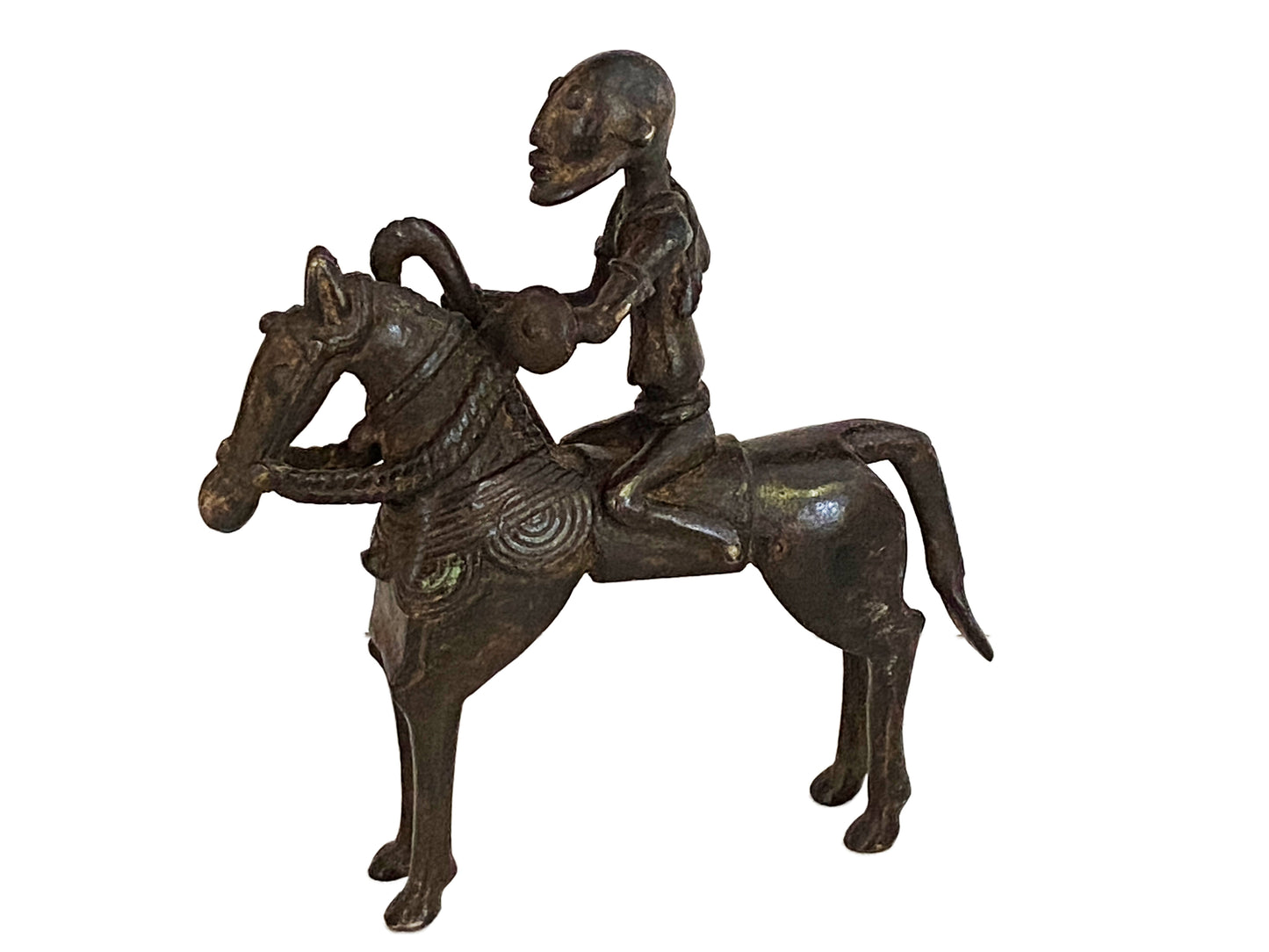 # 3432/35  Superb African Dogon Bronze Horseman