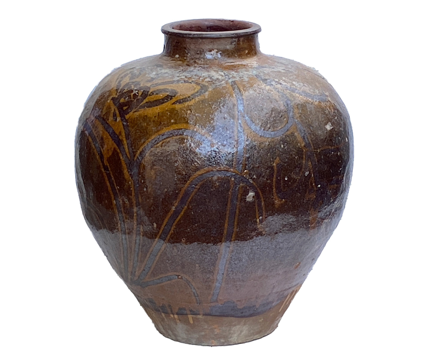 #3512 Old Asian Earthenware Pottery Storage Jar 20" h