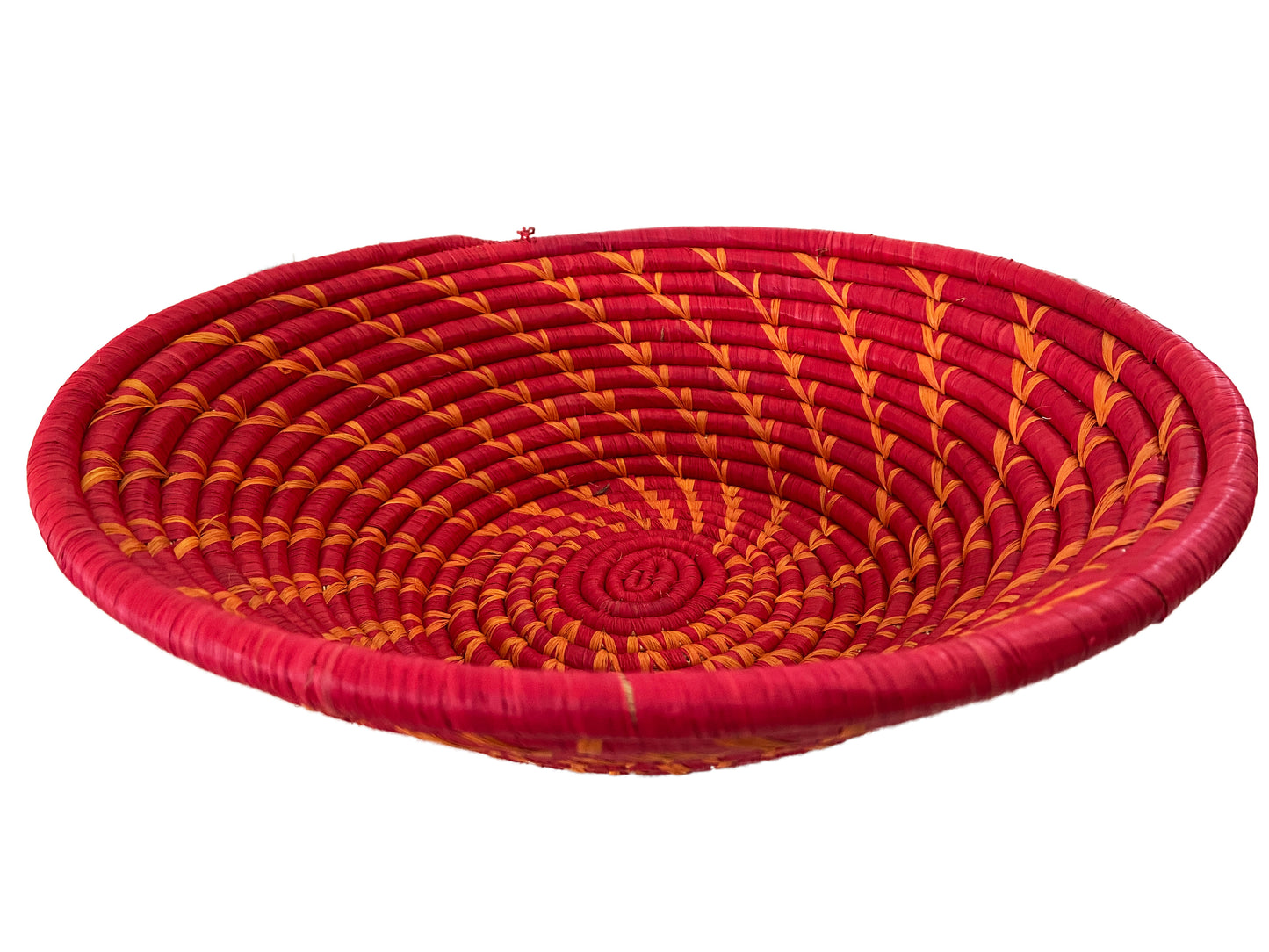 #1838 Handmade Woven East African Burundi Basket 12"d by 3.75" H