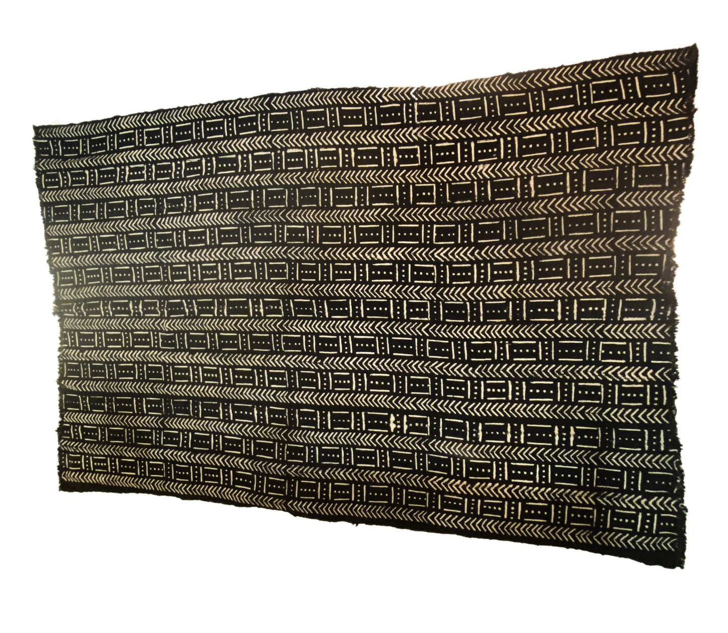 # 3803 African Black and White Mud Cloth Textile Mali 41" by 63"