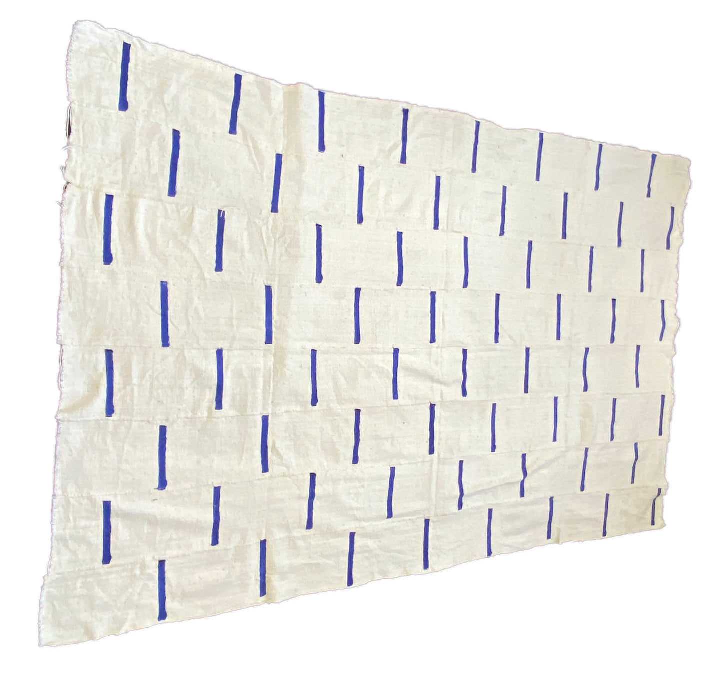 #3457 African Bogolan Blue and White Mud Cloth Textile Mali 42" by 63"