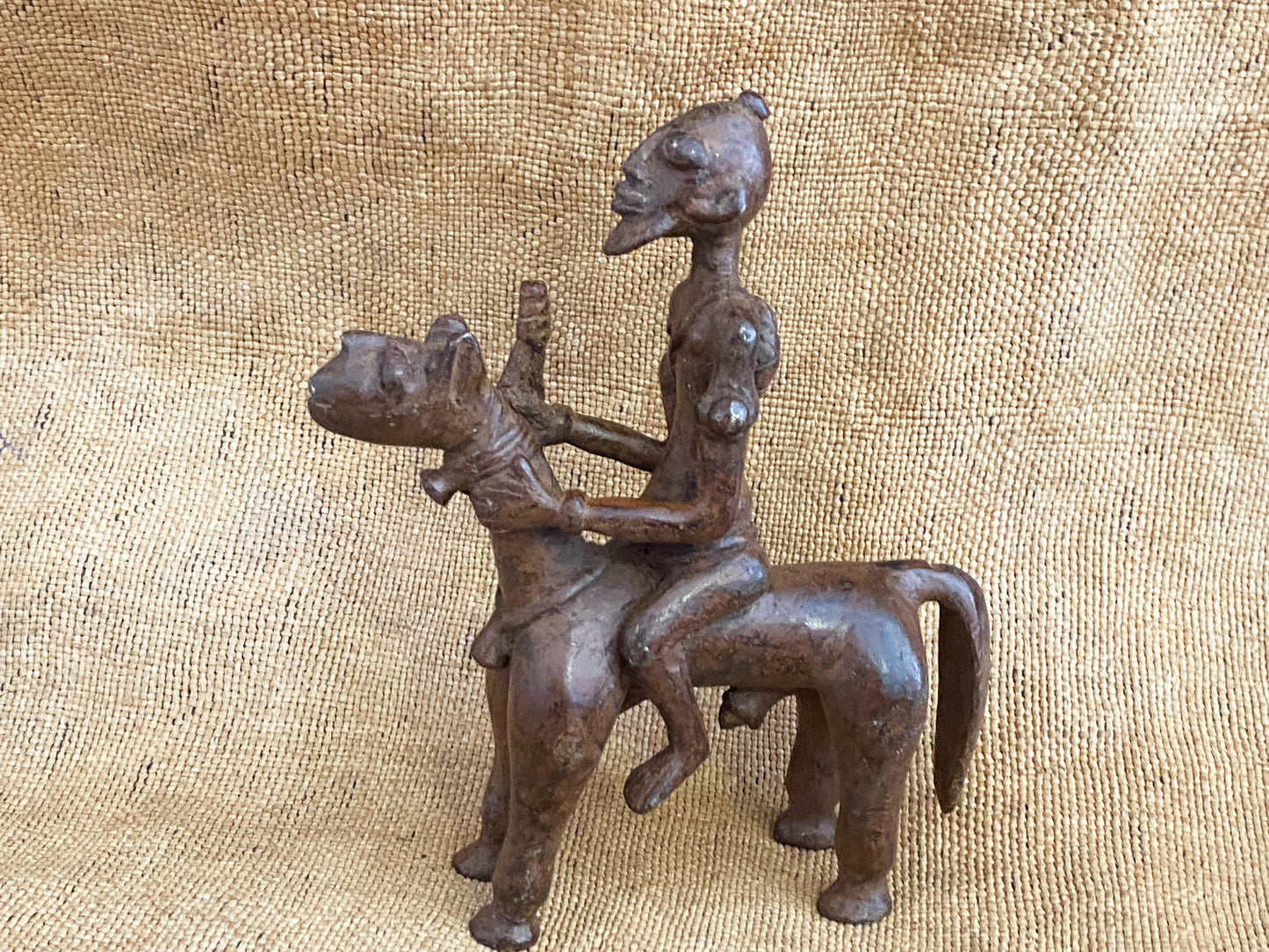 # 3710  Superb African Dogon Bronze Horseman 6.75" H
