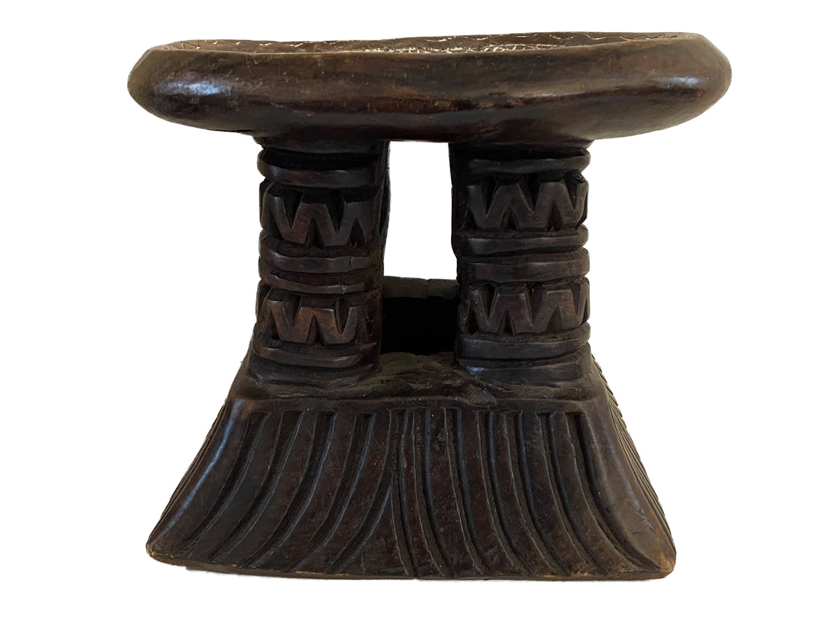 # 3923 Rare & Old Wooden African Stool Bamun Cameroon 9" H
