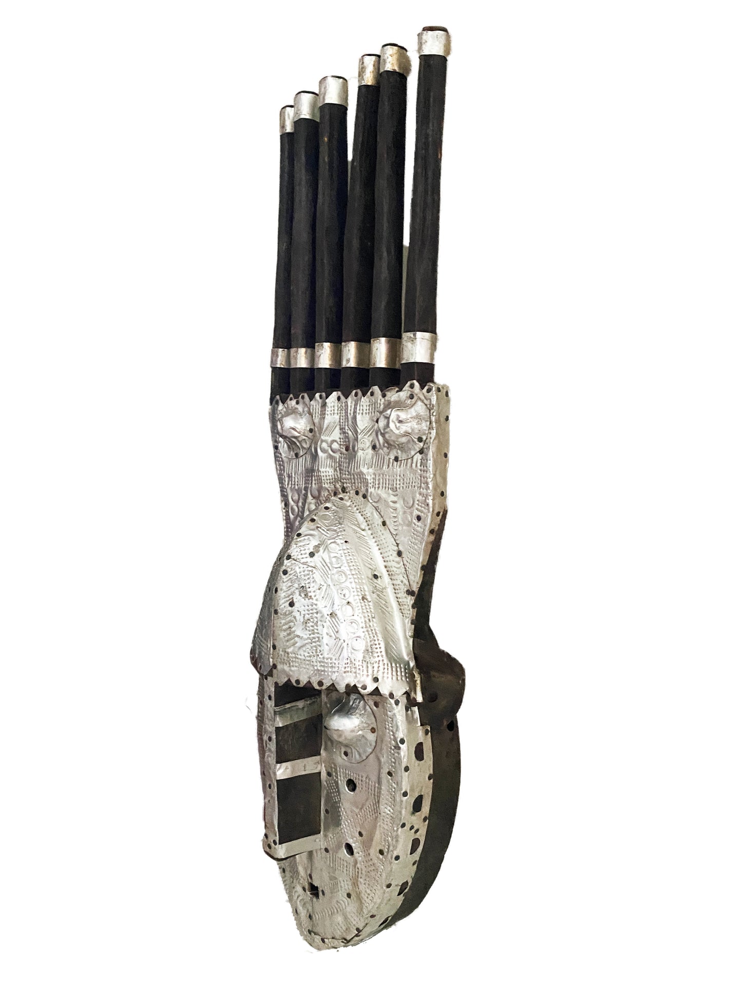 African Bamana Ntomo Mask w/ Aluminum 24.75" H #3060