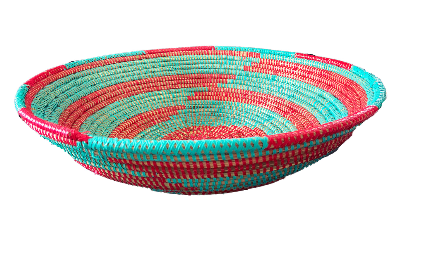 #3546 Lg Handmade Woven Wolof Basket From Senegal 18" in D