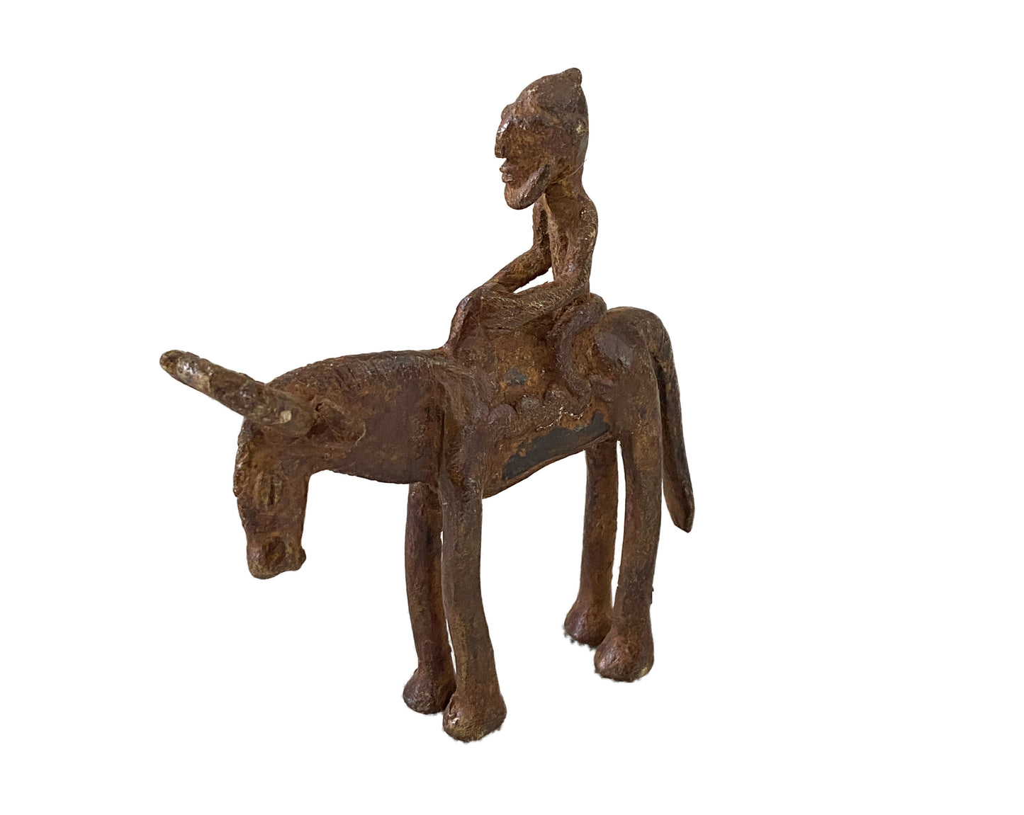 # 3566  Superb African Dogon Bronze Horseman 5" H