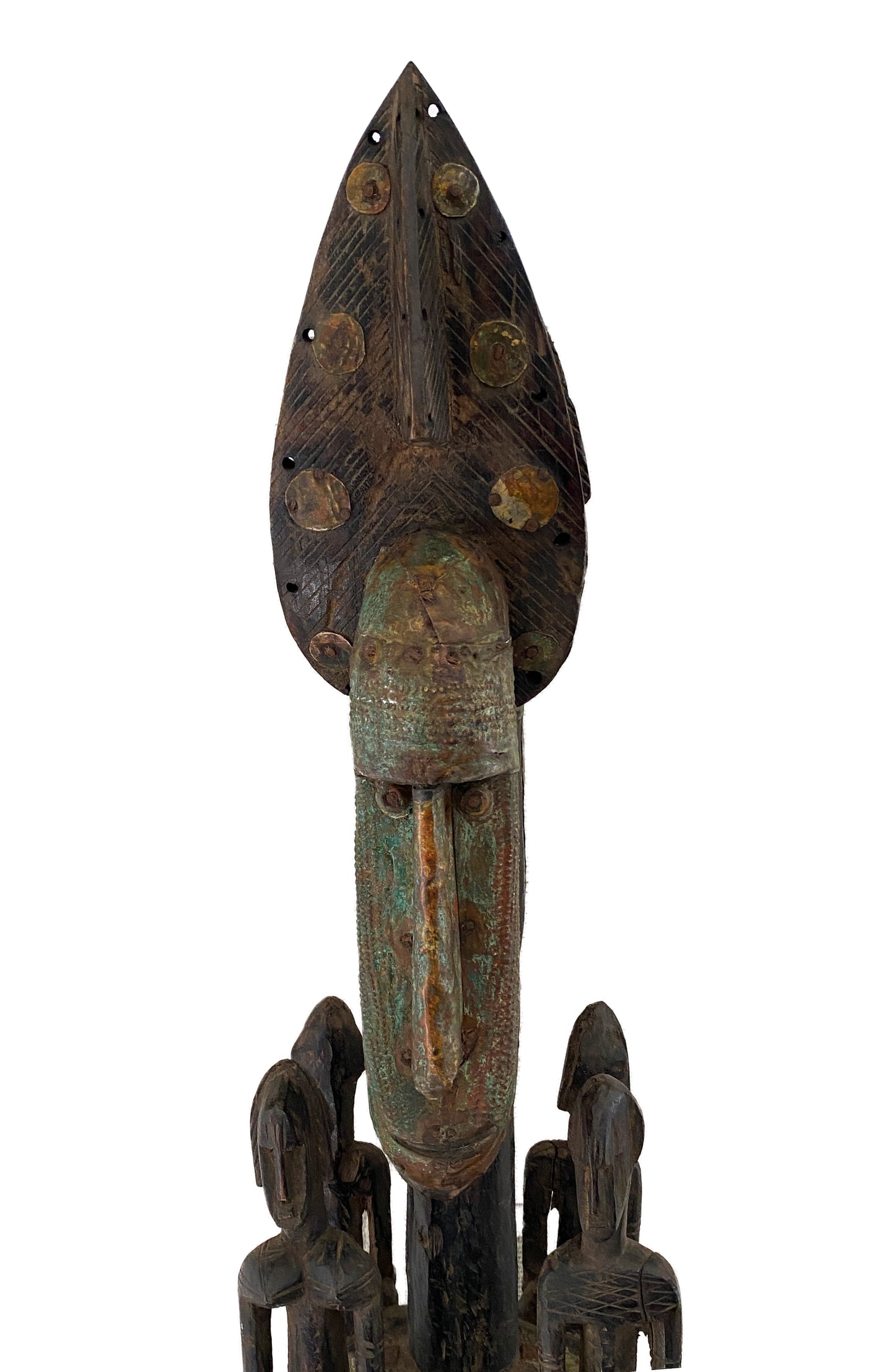 #3764 Rare Old Carved Wood Dogon /Marka tribe Figural Tellem Sculpture 35.5" H