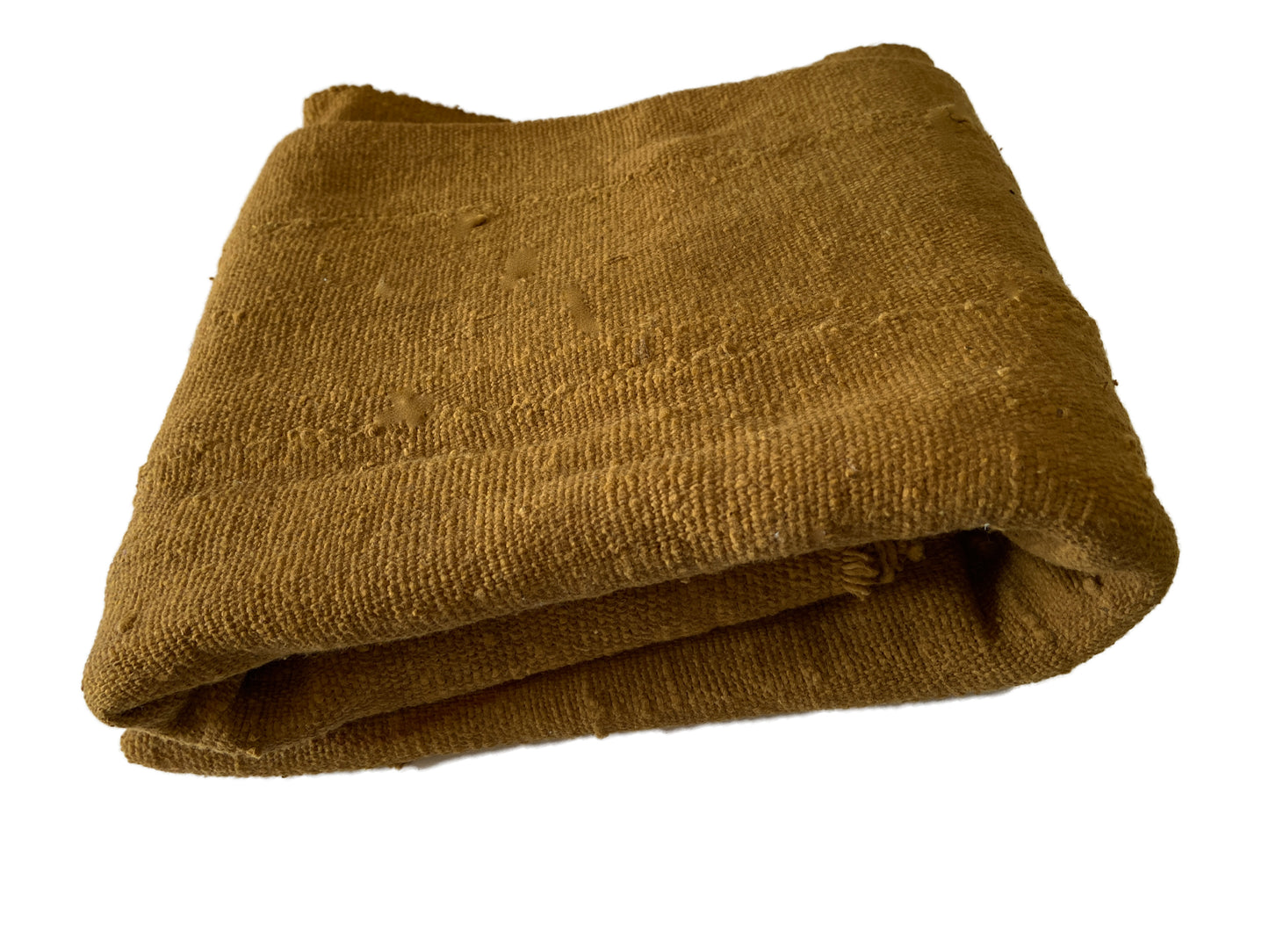 African Plain Mustard Color Mud Cloth Textile Mali 62" by 40" # 2305