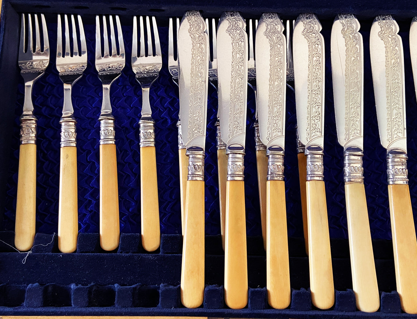 #3603 English Sheffield Engraved Fish Flatware Set for 8