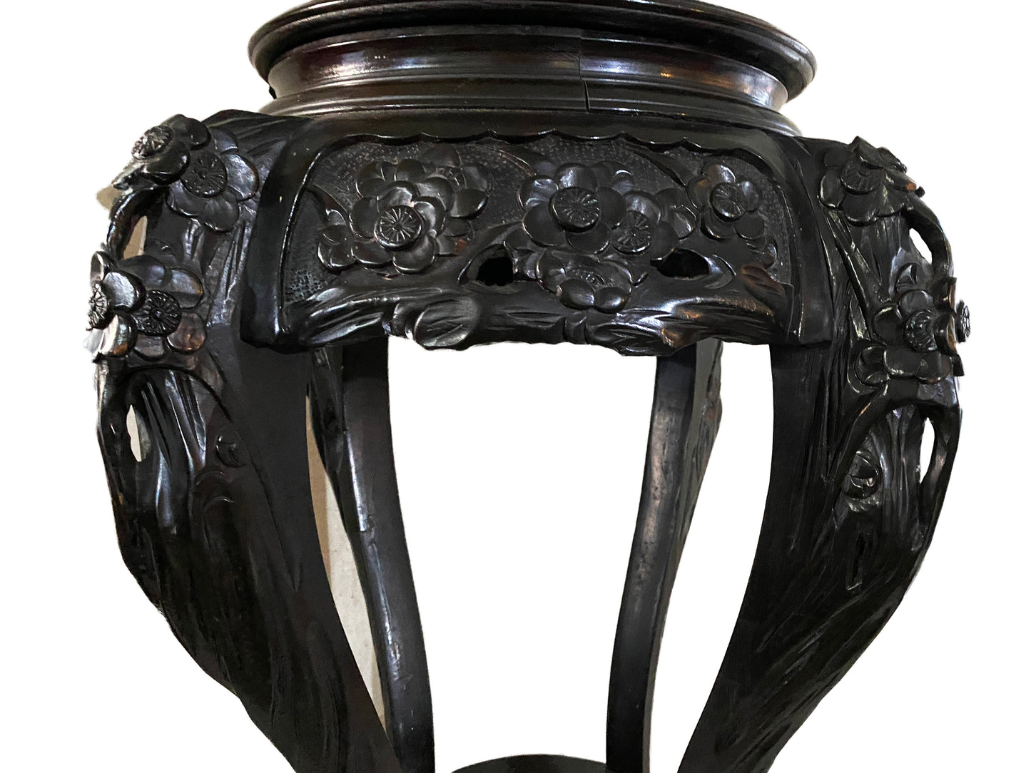 #3213 Antique Chinoiserie Rosewood Pedestal Stand Display