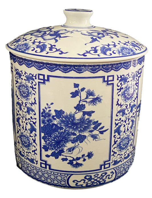 #3137 Chinoiserie Blue & White Porcelain Ginger Jar 11.5" H