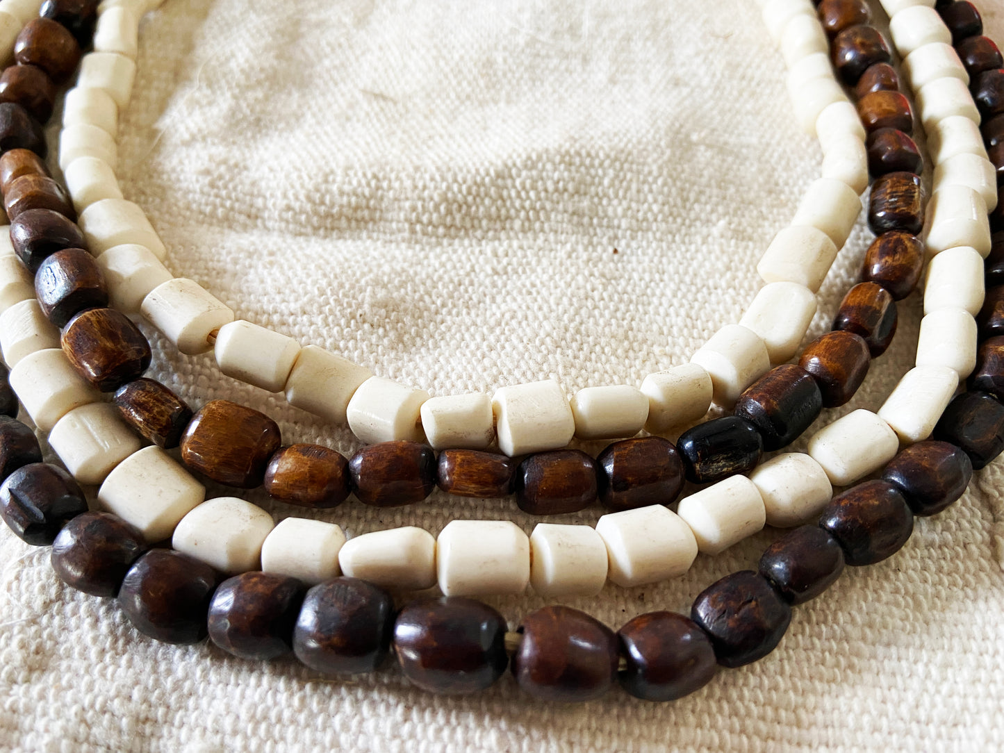 #1853 Set/ 4 African Bone Trading Beads 24" L