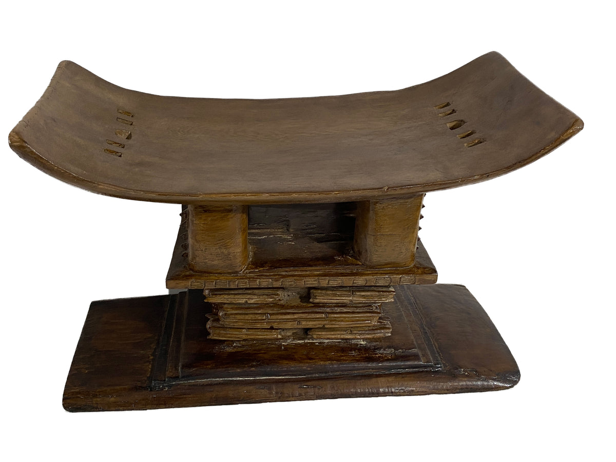 #4284 Superb and Rare Old Ashanti Carved Wood Royal Stool