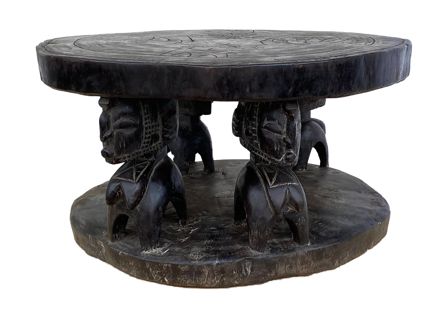 #4215 Superb Rare Old African Carved wood Baga Stool/Table Guinea 24" D