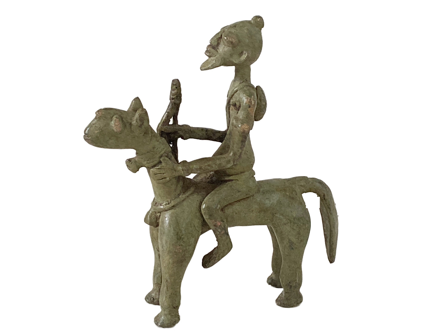# 3408  Superb African Dogon Bronze Horseman 7" h