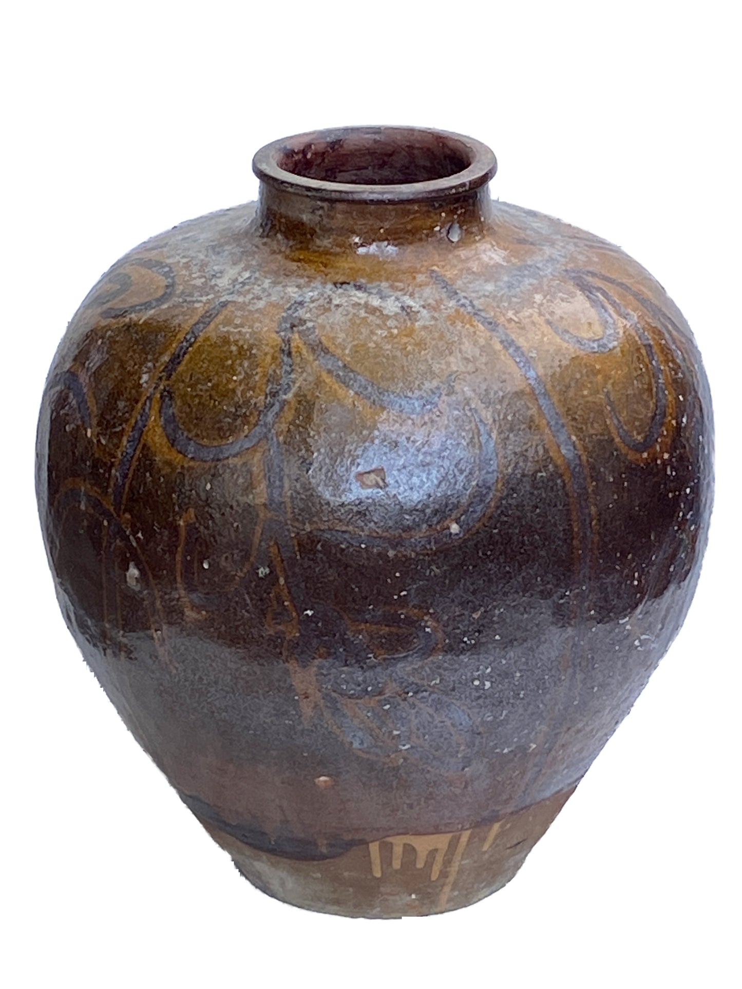#3512 Old Asian Earthenware Pottery Storage Jar 20" h