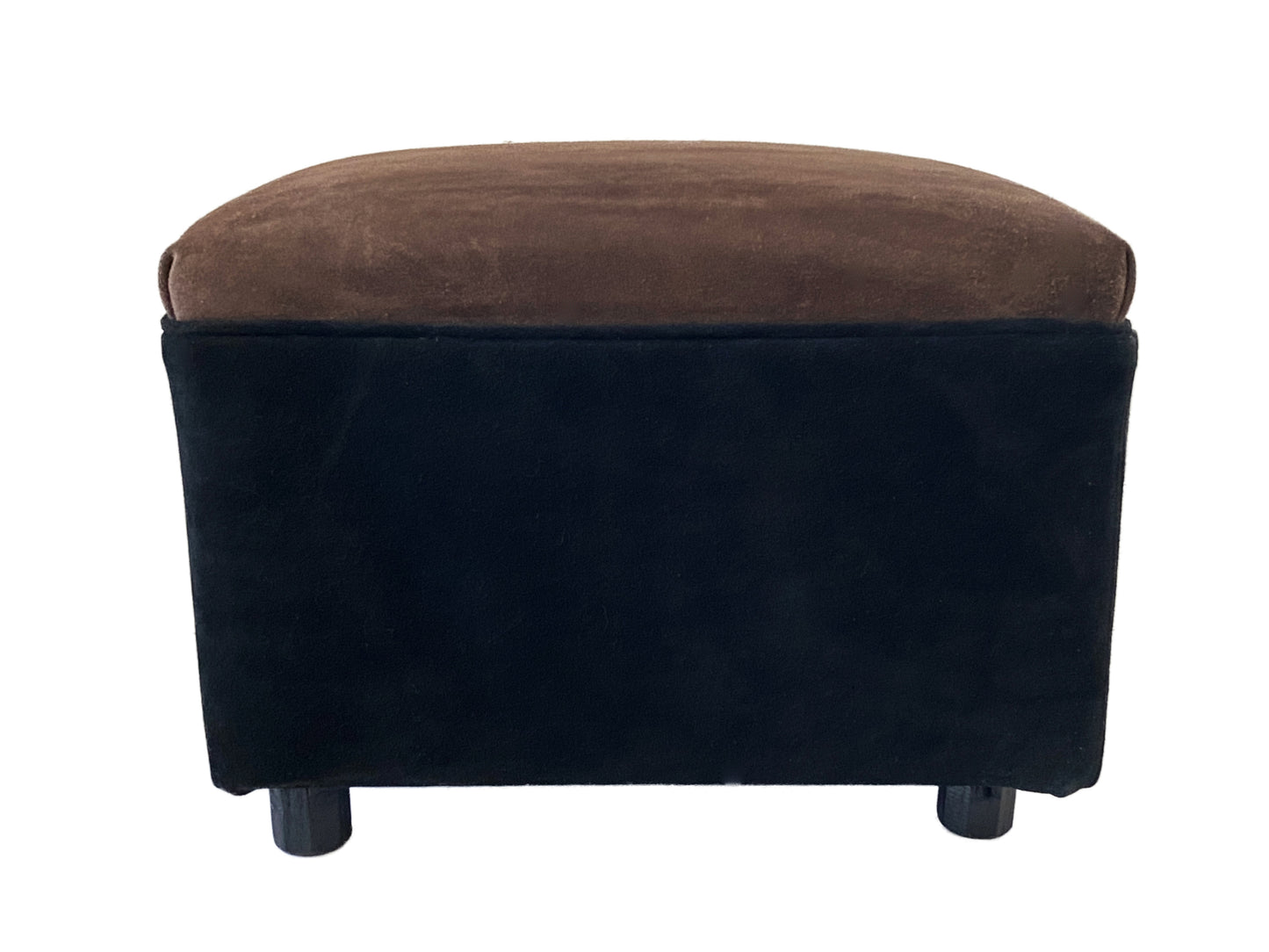 #3762 Velvet Leather Footstool/Low Stool 17"W by 12.5" H