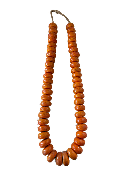 Superb Vintage African Simulated Amber Necklace W/ 50 Trade Beads