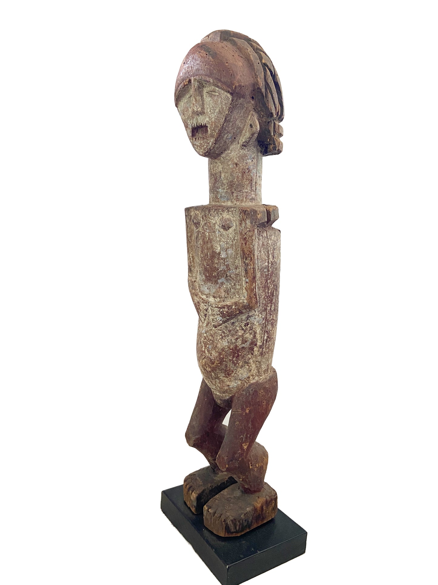 #8182 Rare African ambete reliquary Statue  Gabon on a custom wood stand 30.5" h