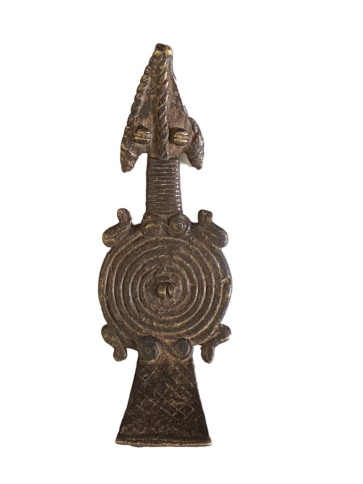 #2228 Unique Gan Bronze Amulet Talisman Pendant of A Serpent Burkina Faso 4" H