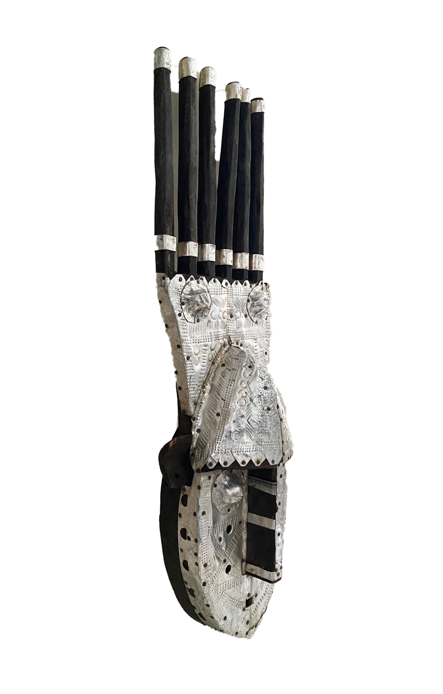 African Bamana Ntomo Mask w/ Aluminum 24.75" H #3060