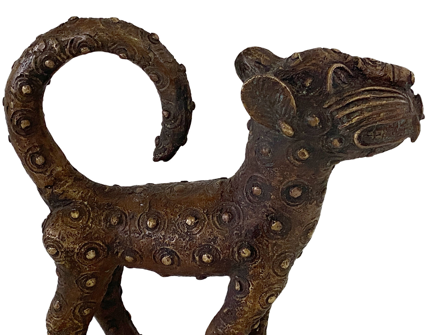 #3317 Superb Benin  Leopard Bronze Nigeria African 12" H