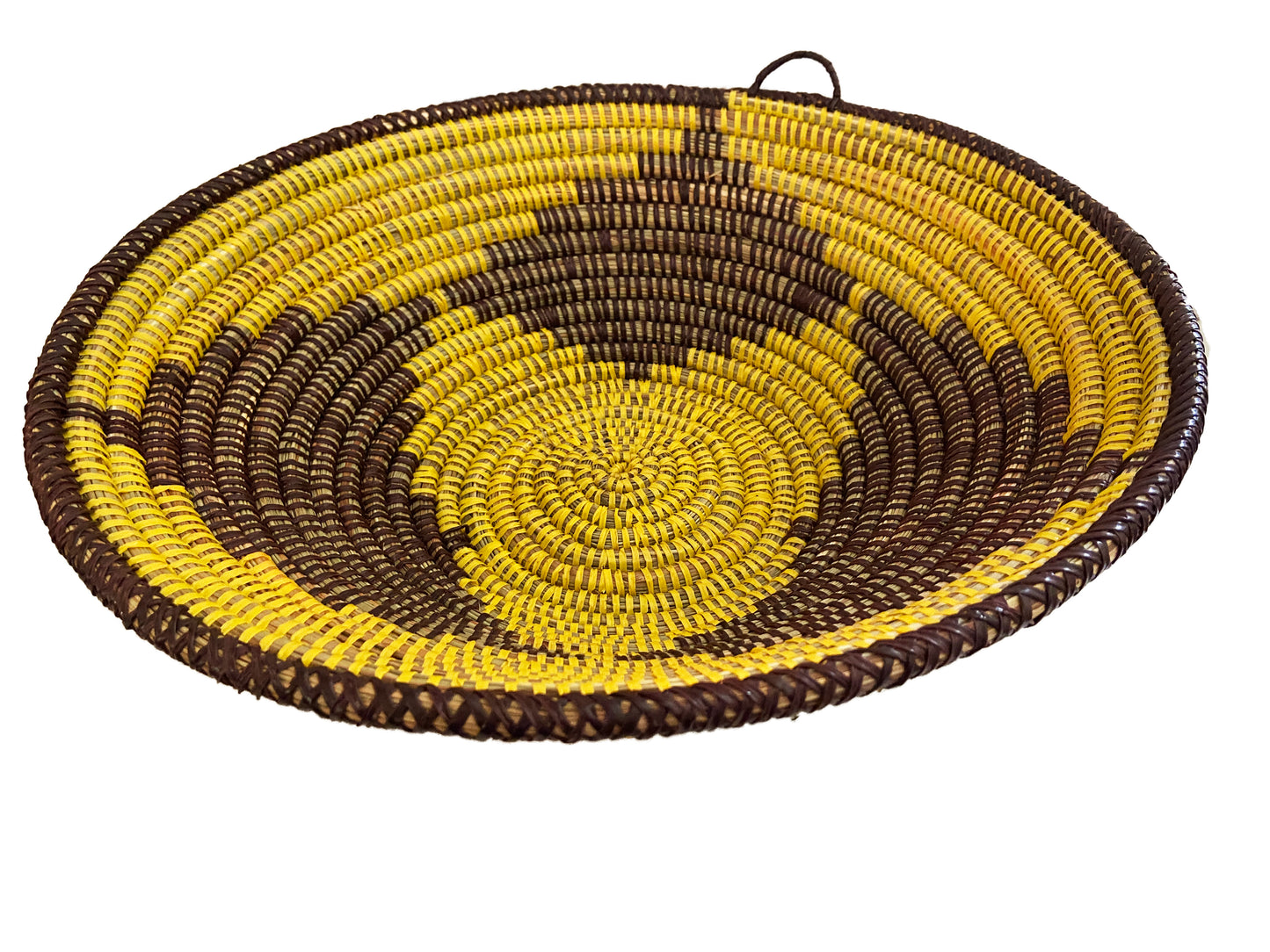 #3538 Lg Handmade Woven Wolof Basket From Senegal 16" in D