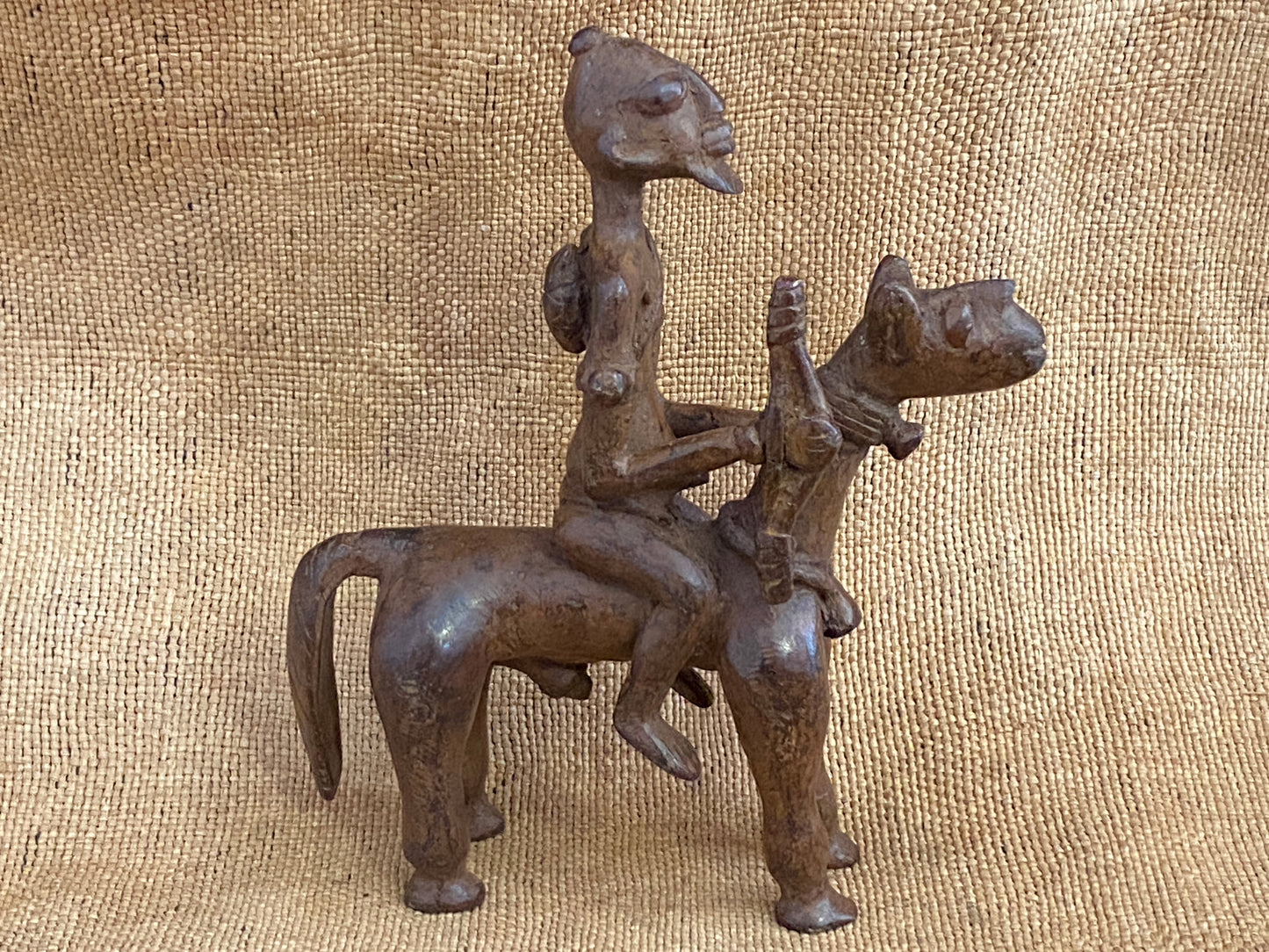 # 3710  Superb African Dogon Bronze Horseman 6.75" H