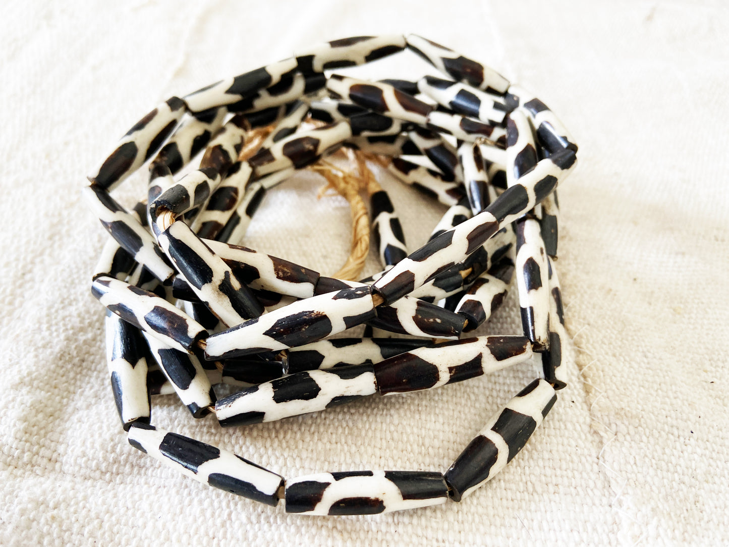#1852 Set/3 African Bone Trading Beads 30" L