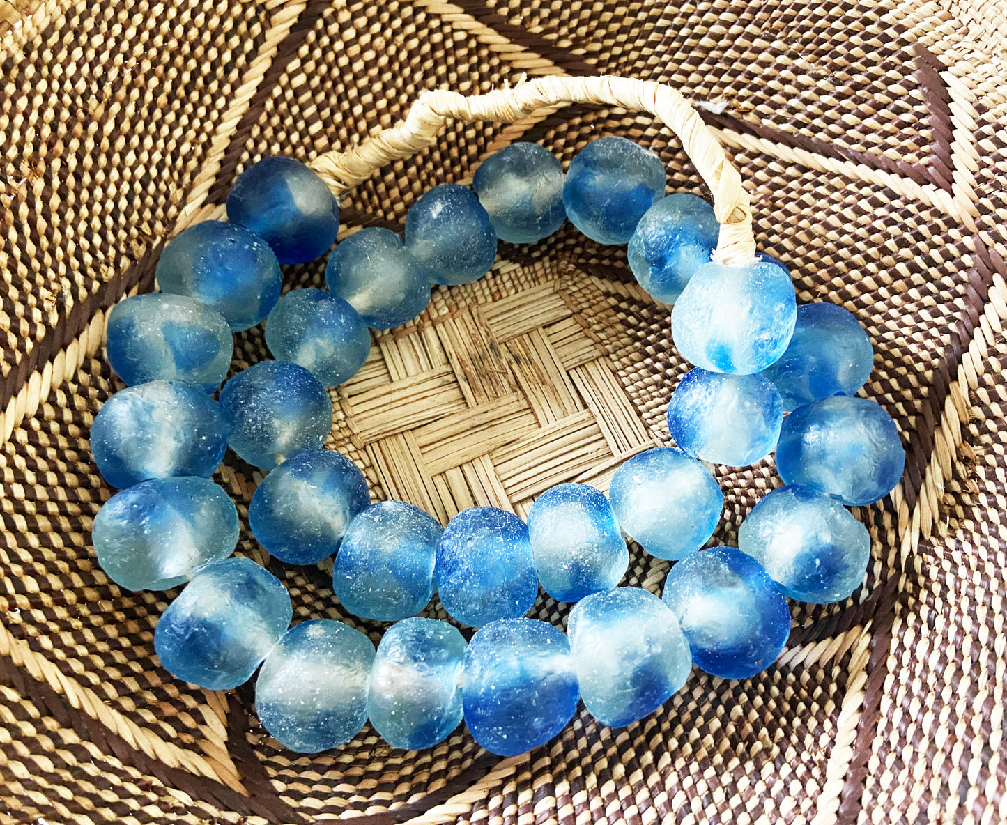 #2278 African Jumbo Glass Trading Beads String