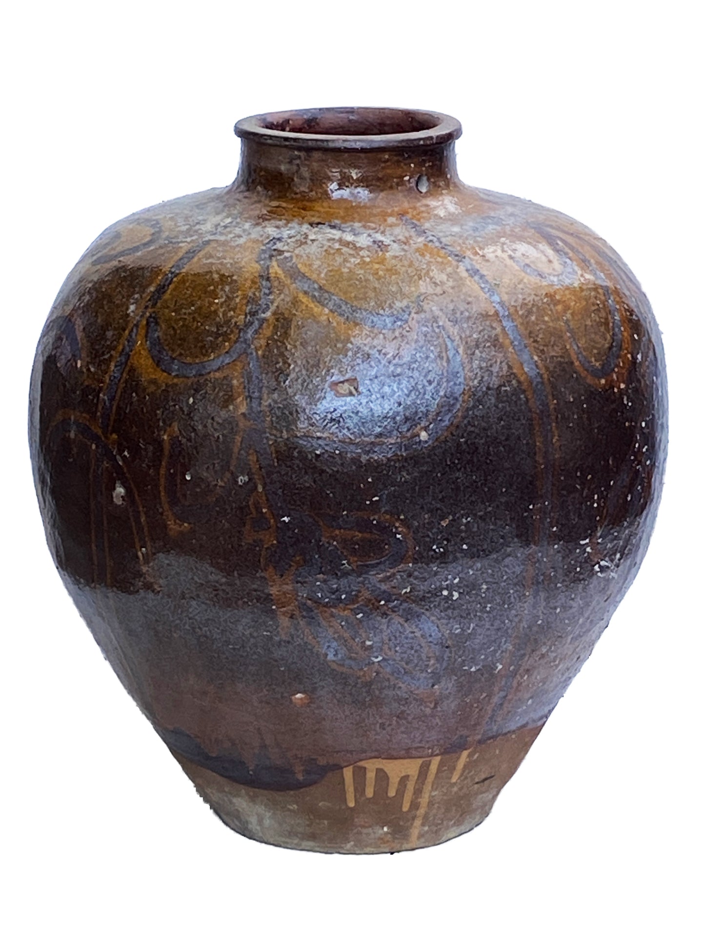 #3512 Old Asian Earthenware Pottery Storage Jar 20" h