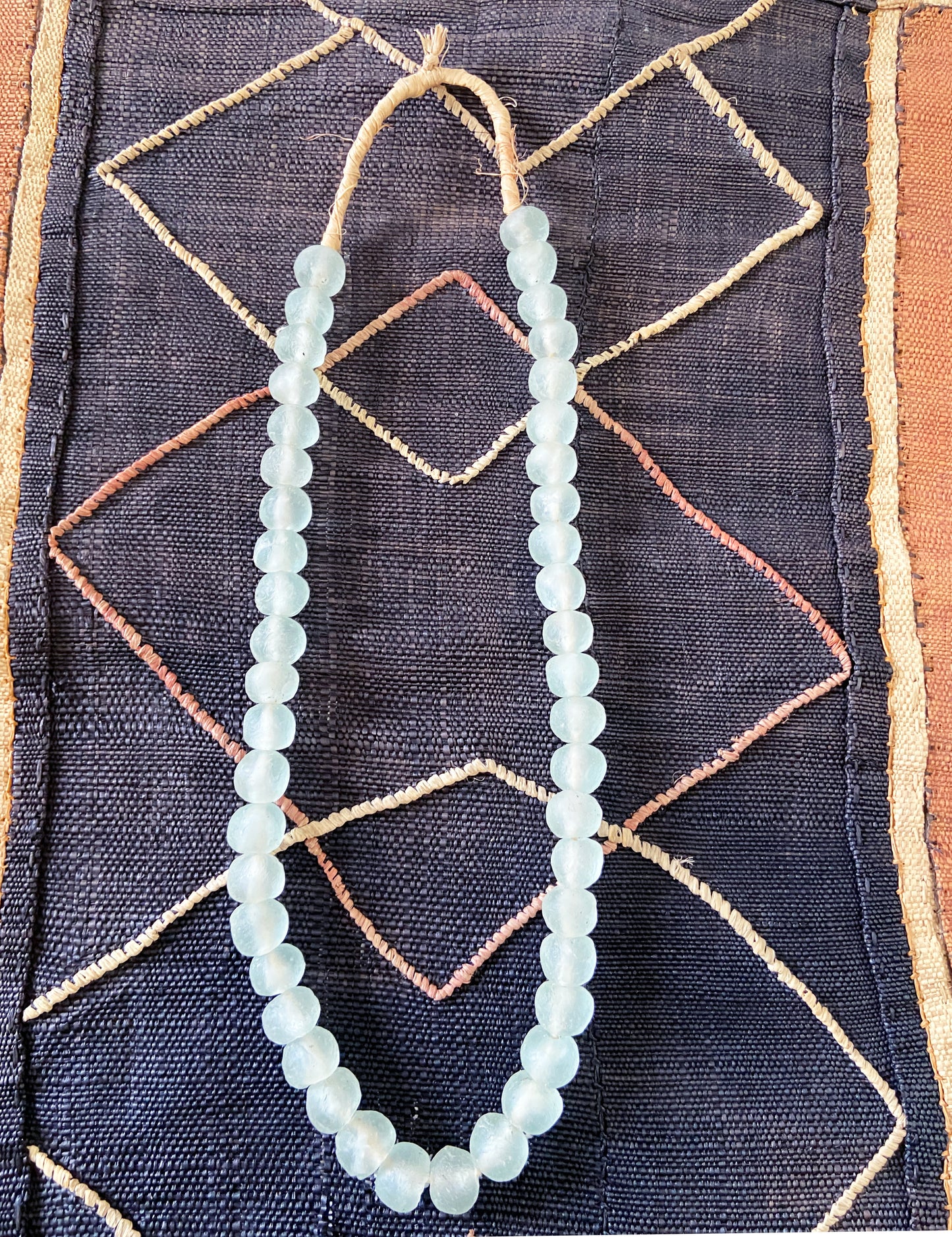 #2291 African Emerald Color Glass Trading Beads String