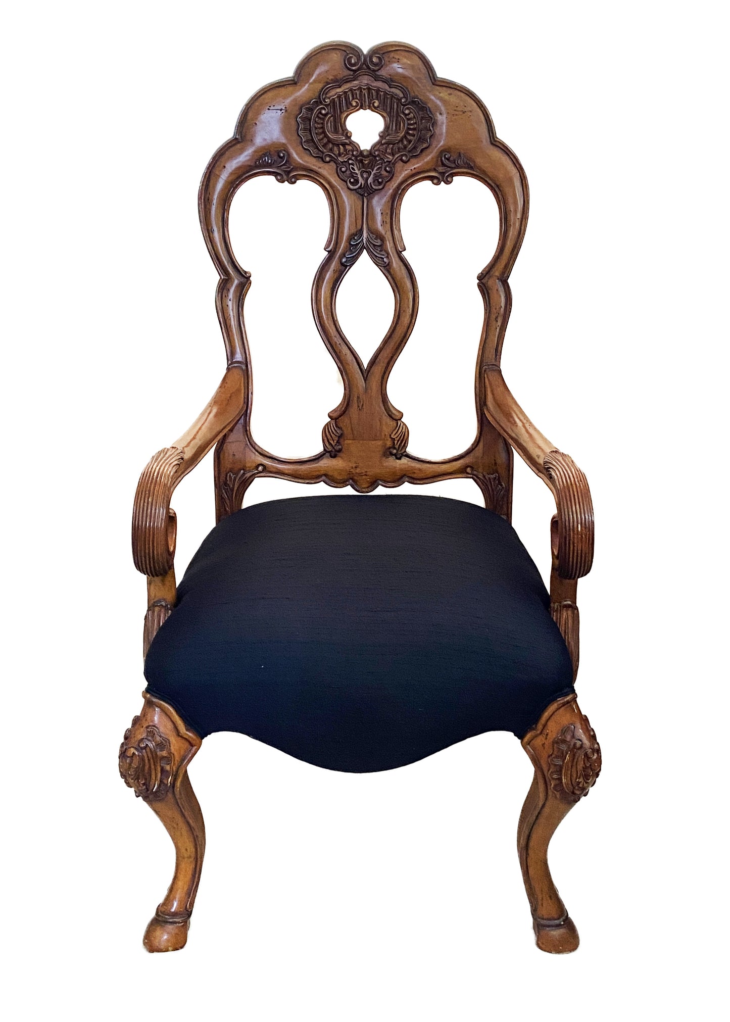 #3727 Venetian Style Wood Arm Chair With Silk