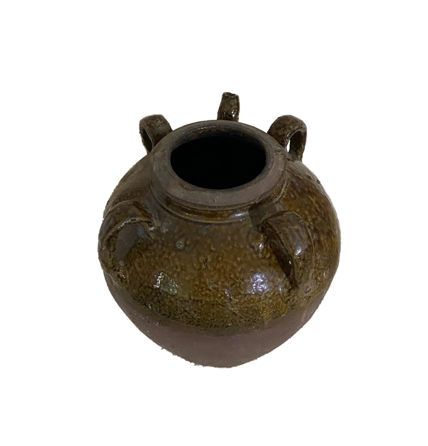 #3694 Old Asian Earthenware Pottery Storage Jar 13" H