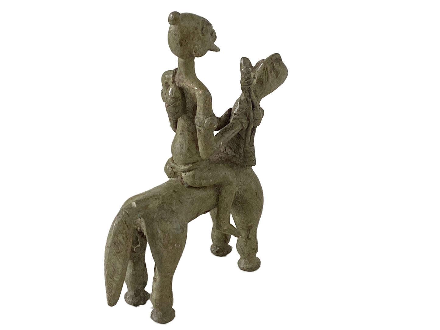 # 3408  Superb African Dogon Bronze Horseman 7" h