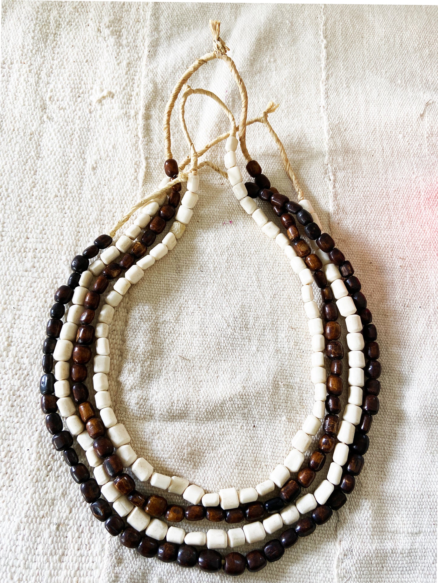 #1853 Set/ 4 African Bone Trading Beads 24" L