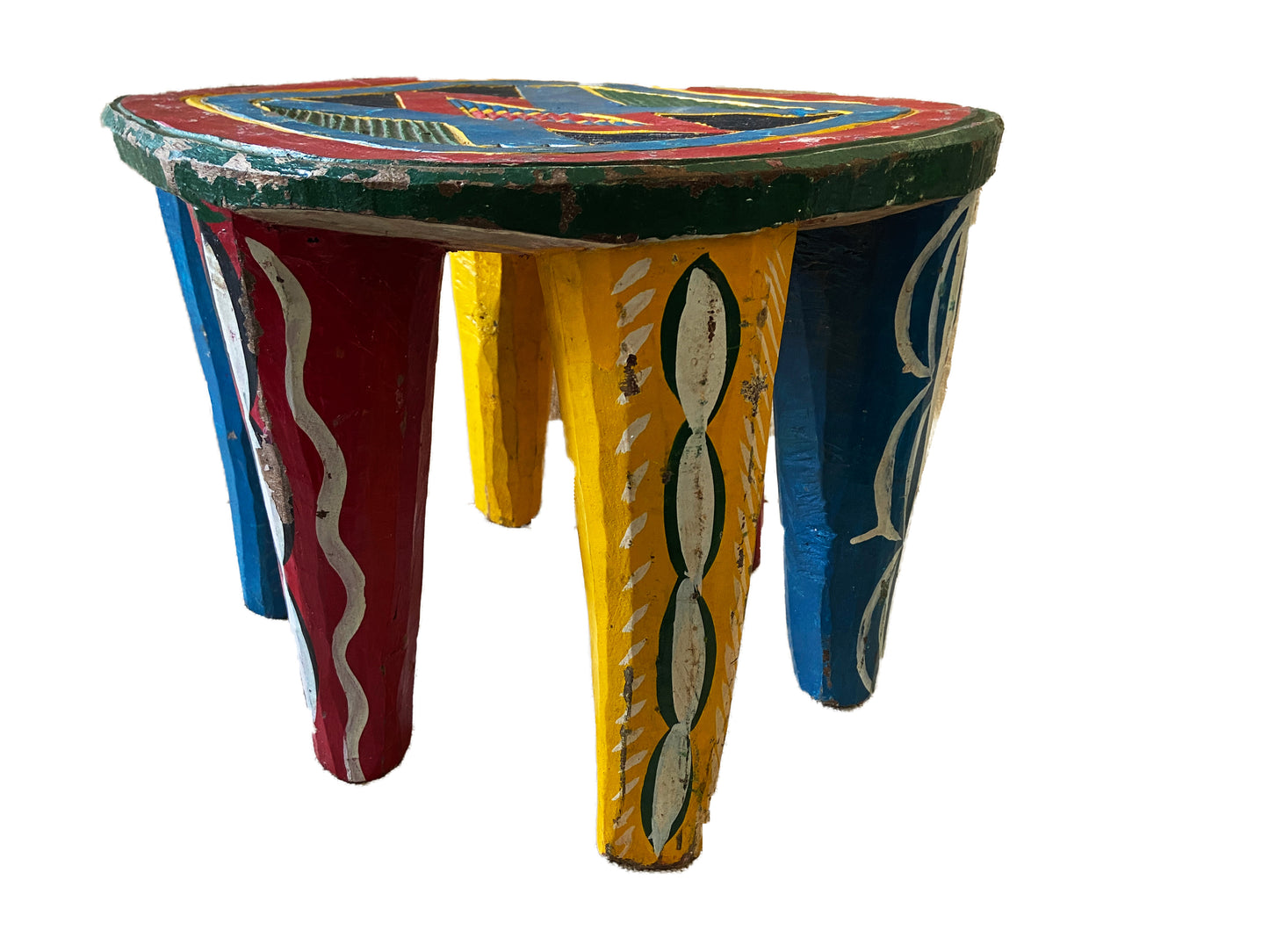 #3522 African Old Nupe Stool Nigeria 11.5" H