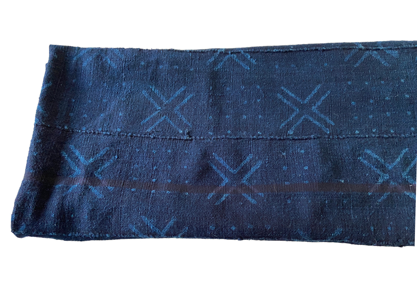 Vtg Mali Indigo Mud Cloth Textile 37" by 69" #3399