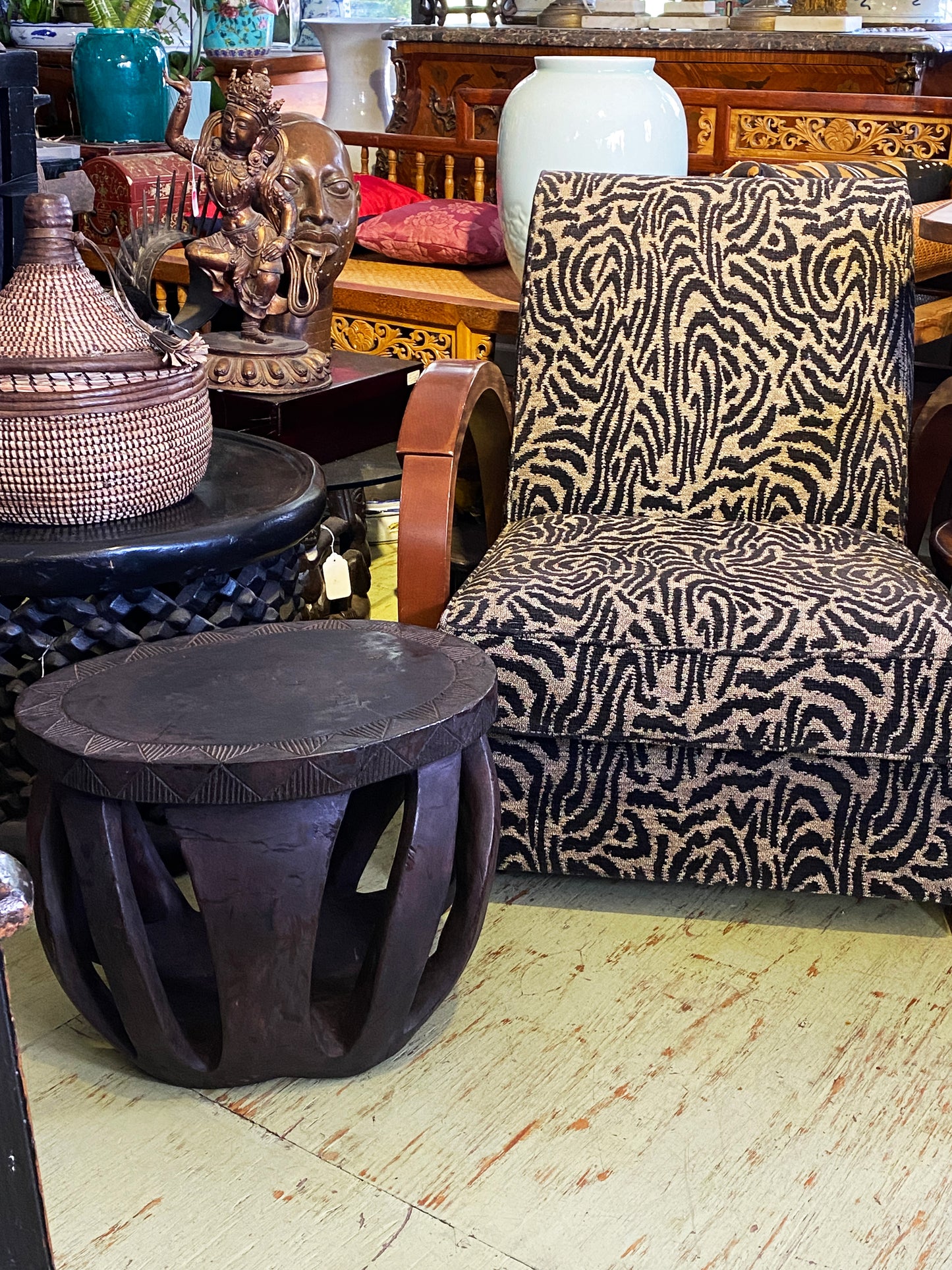 #3747 African Baga LG Stool /Table Guinea-Bissau 14" H by 17.25"W
