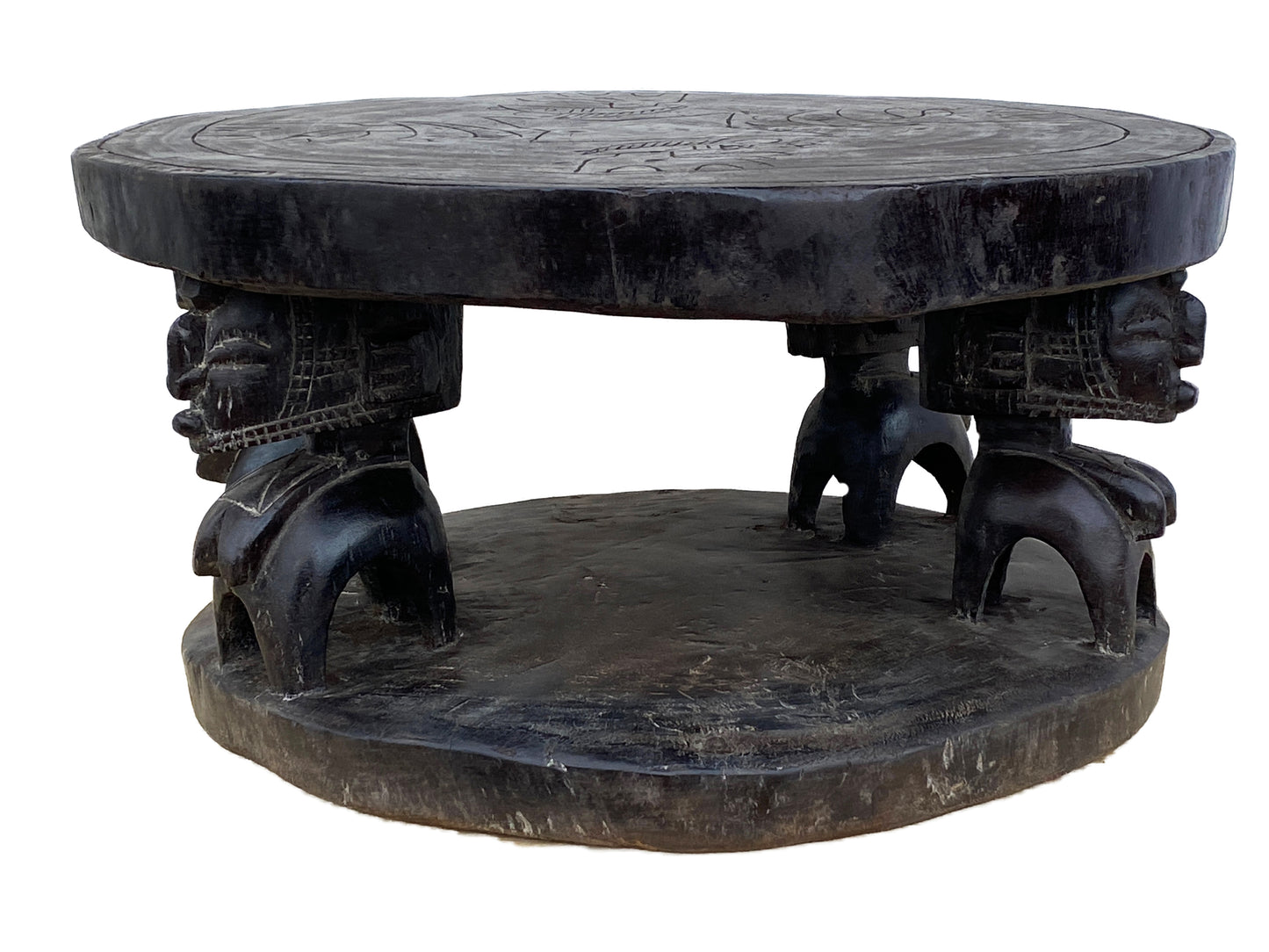 #4215 Superb Rare Old African Carved wood Baga Stool/Table Guinea 24" D