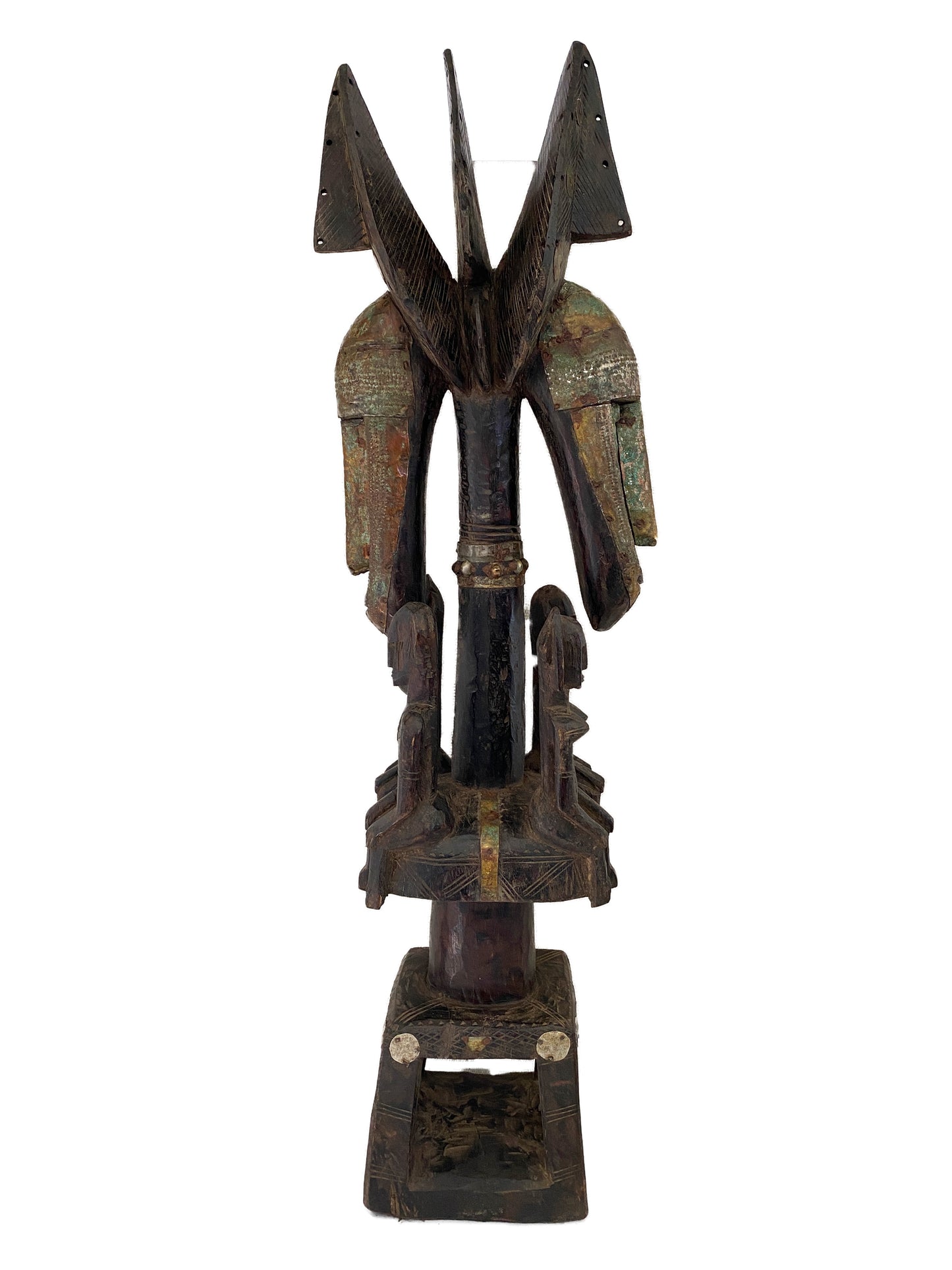 #3764 Rare Old Carved Wood Dogon /Marka tribe Figural Tellem Sculpture 35.5" H