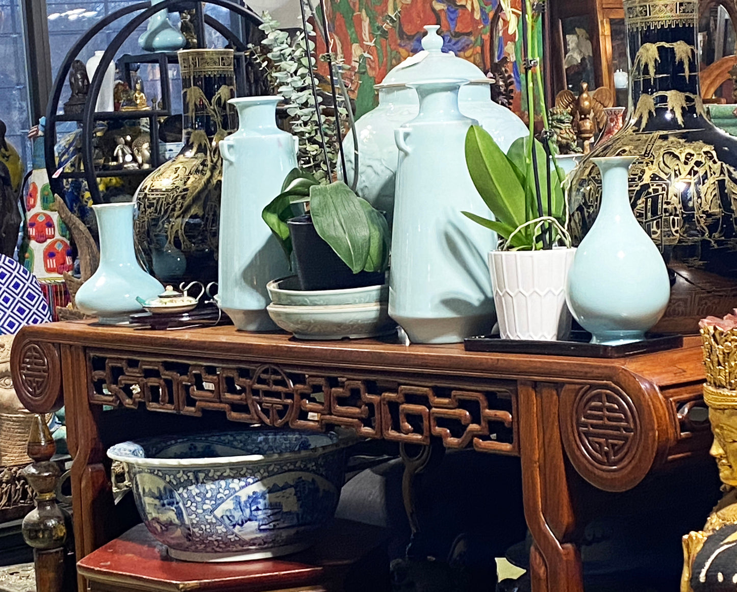 #3949 Chinoiserie Vintage Solid Wood Altar Console Table Huang Huali
