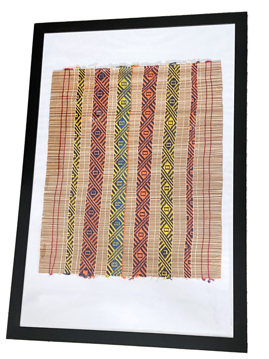 #1422 Mehinako Xingu Manioc Mat Amazon Brazil Framed 36" H