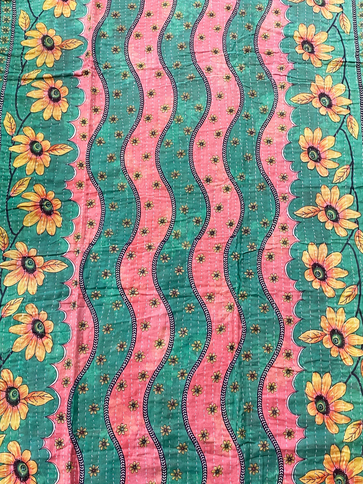 # 5324 Vintage Indian CottonThrow Kantha Quilt 89" by 56"