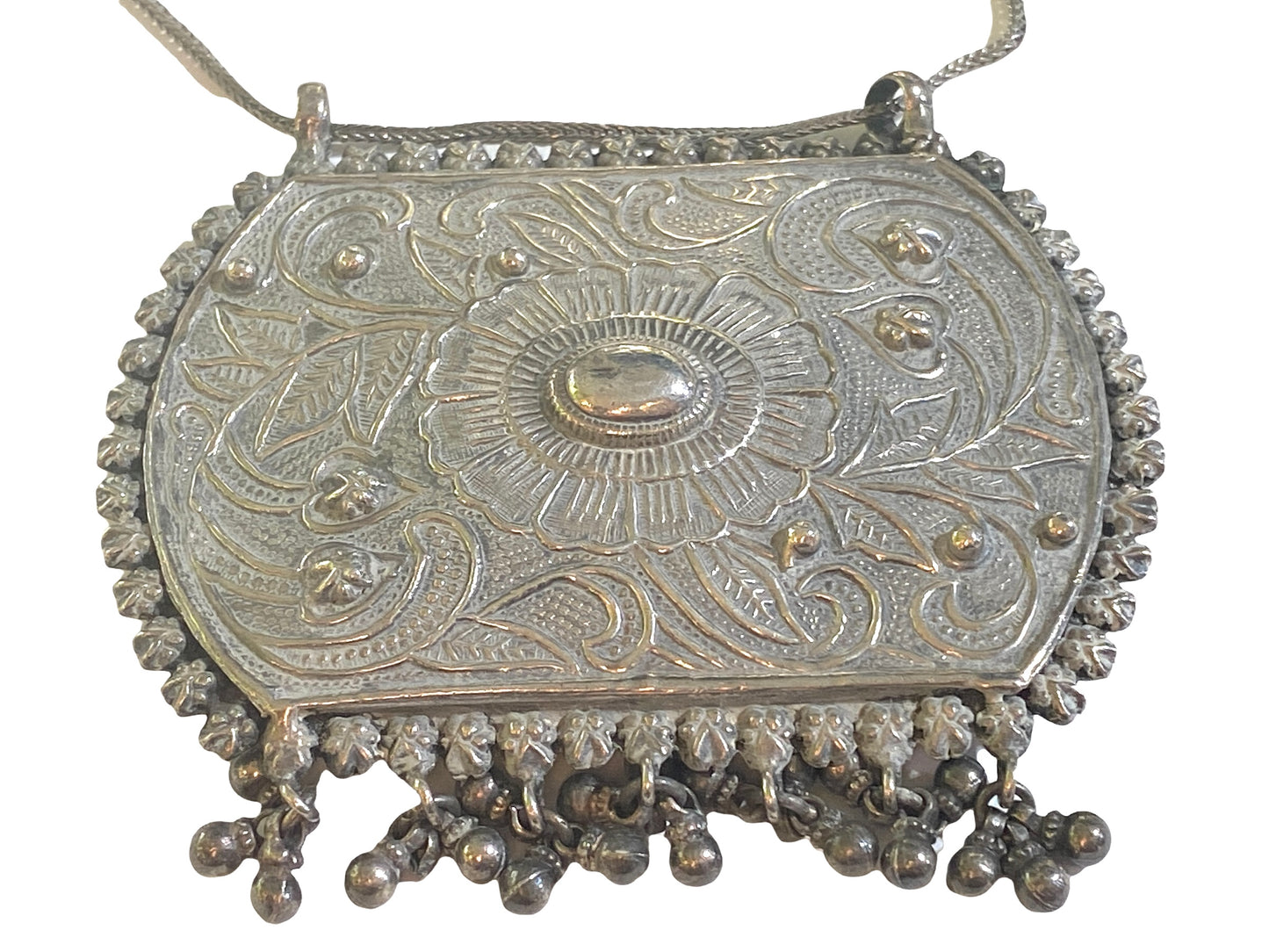 #4570 Ethnic sterling Silver Peruvian Pendant 14.5" H