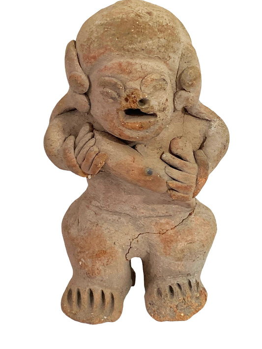 #4622 Rare Pre-Columbian - Jama Coaque Male Figure Holding a Ball