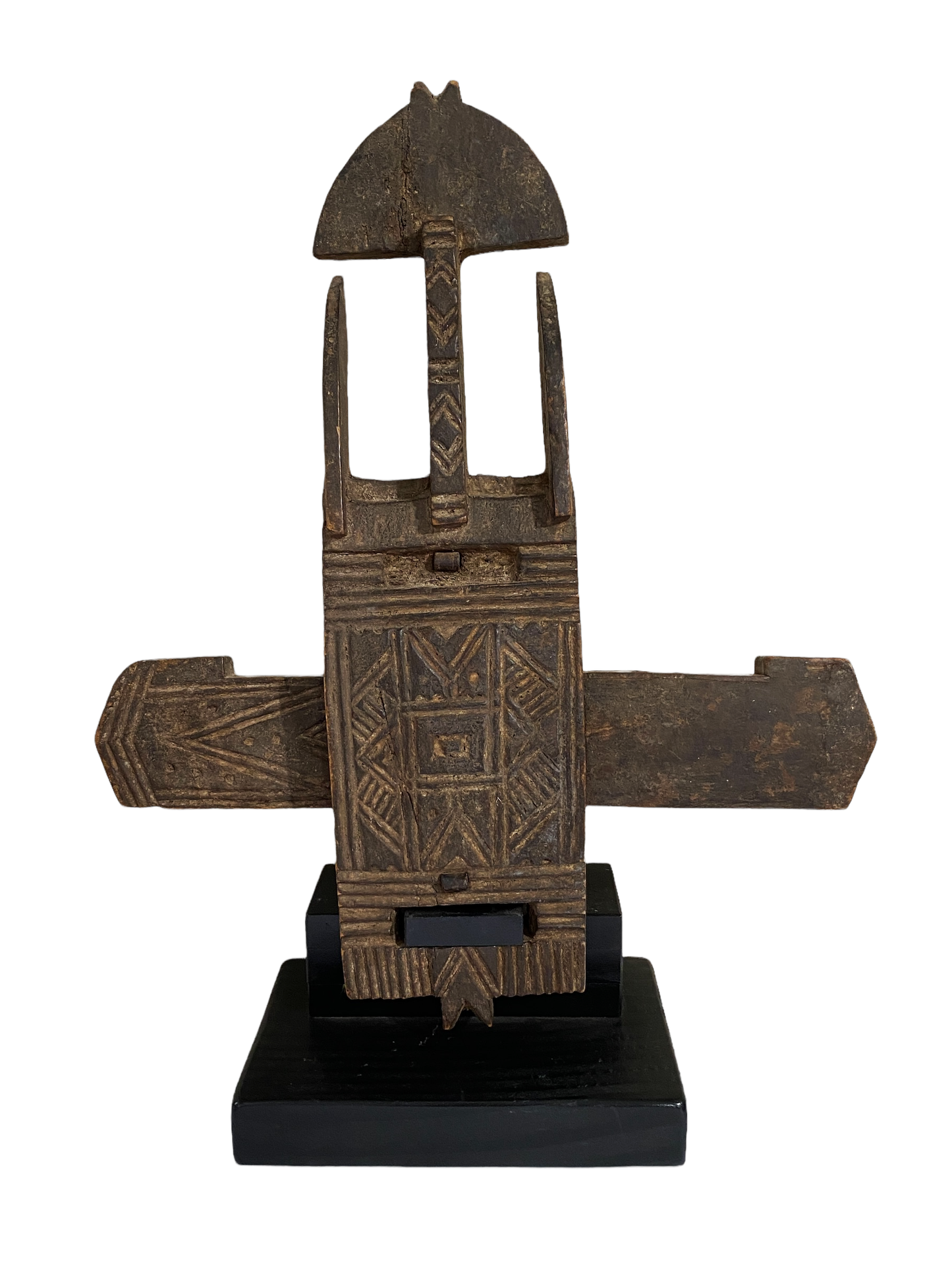 #1405 Rare Old African Dogon Door Lock On stand Mali 19.75" H